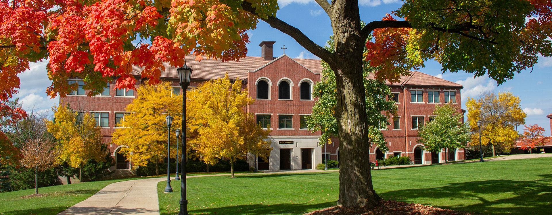 Generac Hall exterior in fall